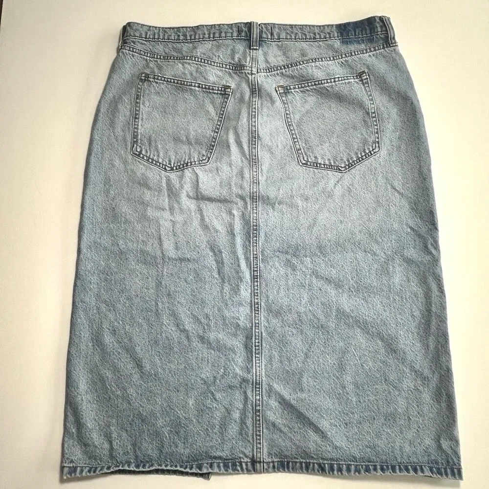 High Rise Denim Midi Jean Skirt Front Slit Abercrombie & Fitch Size 33/16 - Picture 3 of 8